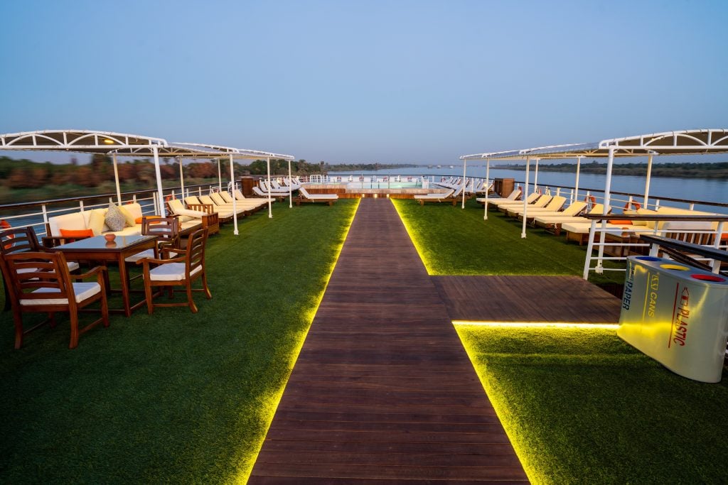 Sun deck and Nile River view from ship