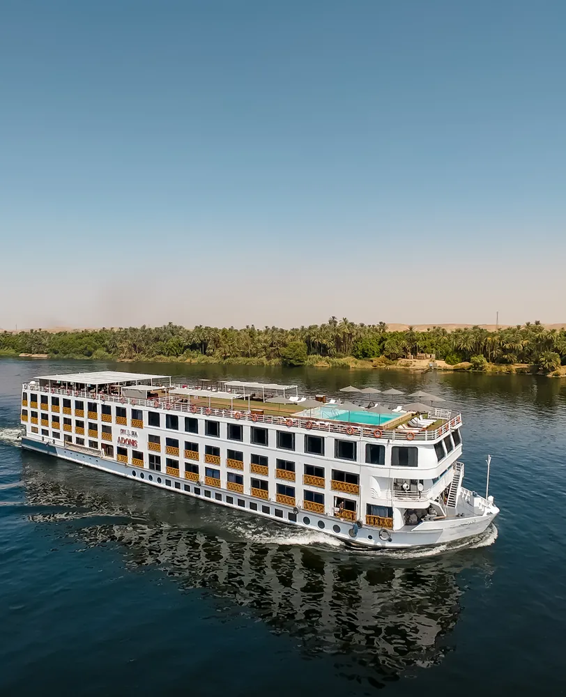 M/S City and Sea Adonis on the Nile, seen from a drone