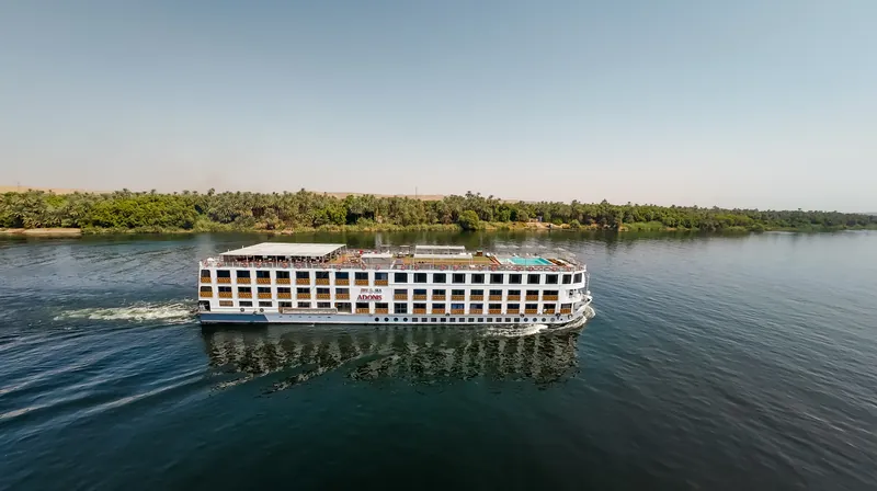 M/S City and Sea Adonis sailing the Nile, aerial view